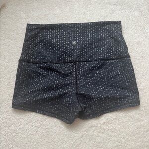 lululemon athletica Black Patterned High-Rise Bike Shorts